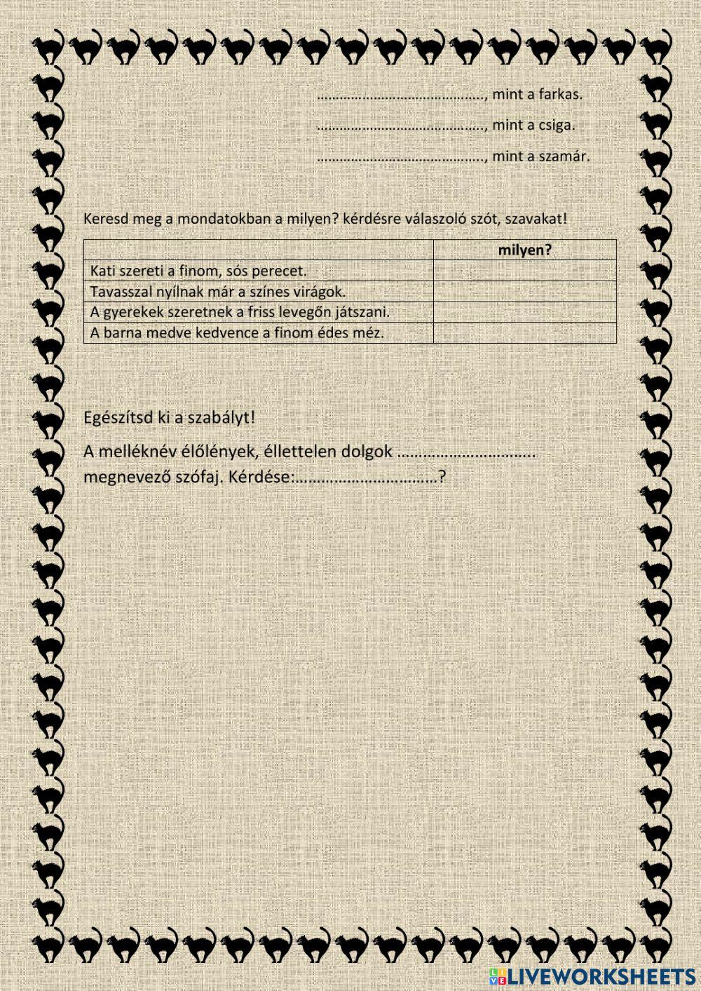 Melléknév gyakorló