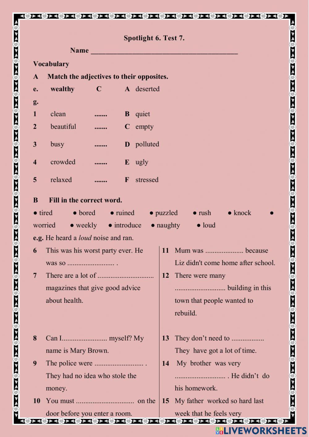 Spotlight 6, module 7. Test