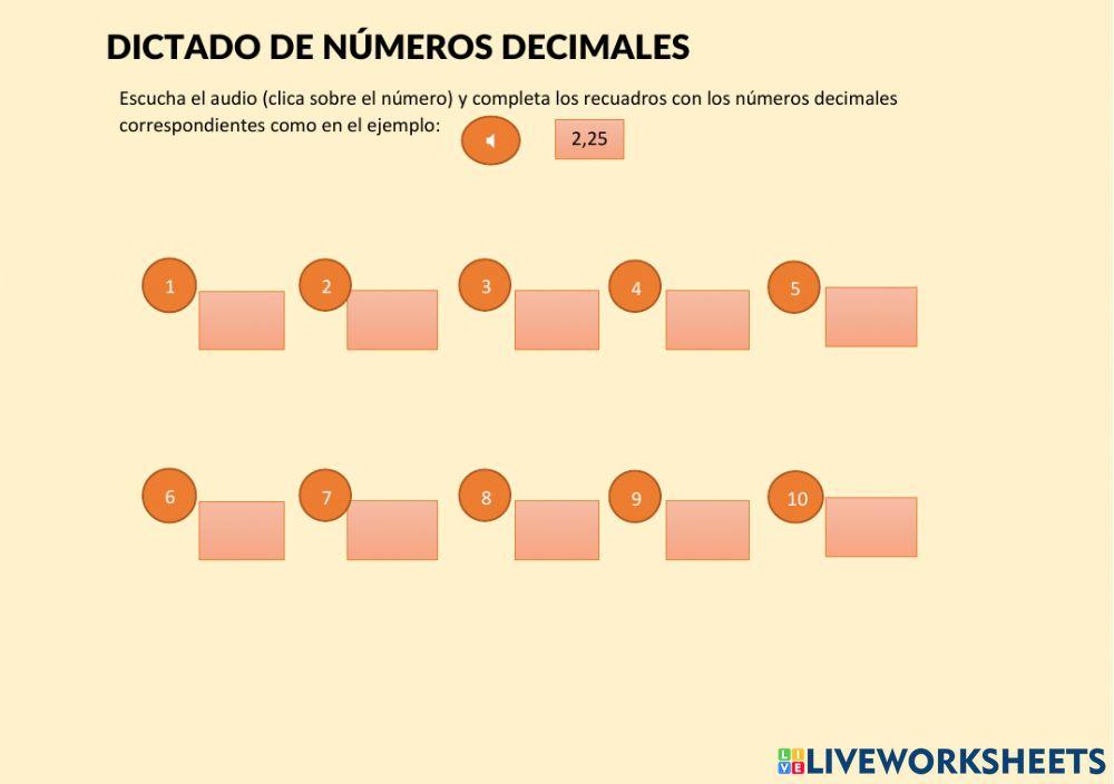 Dictado de decimales