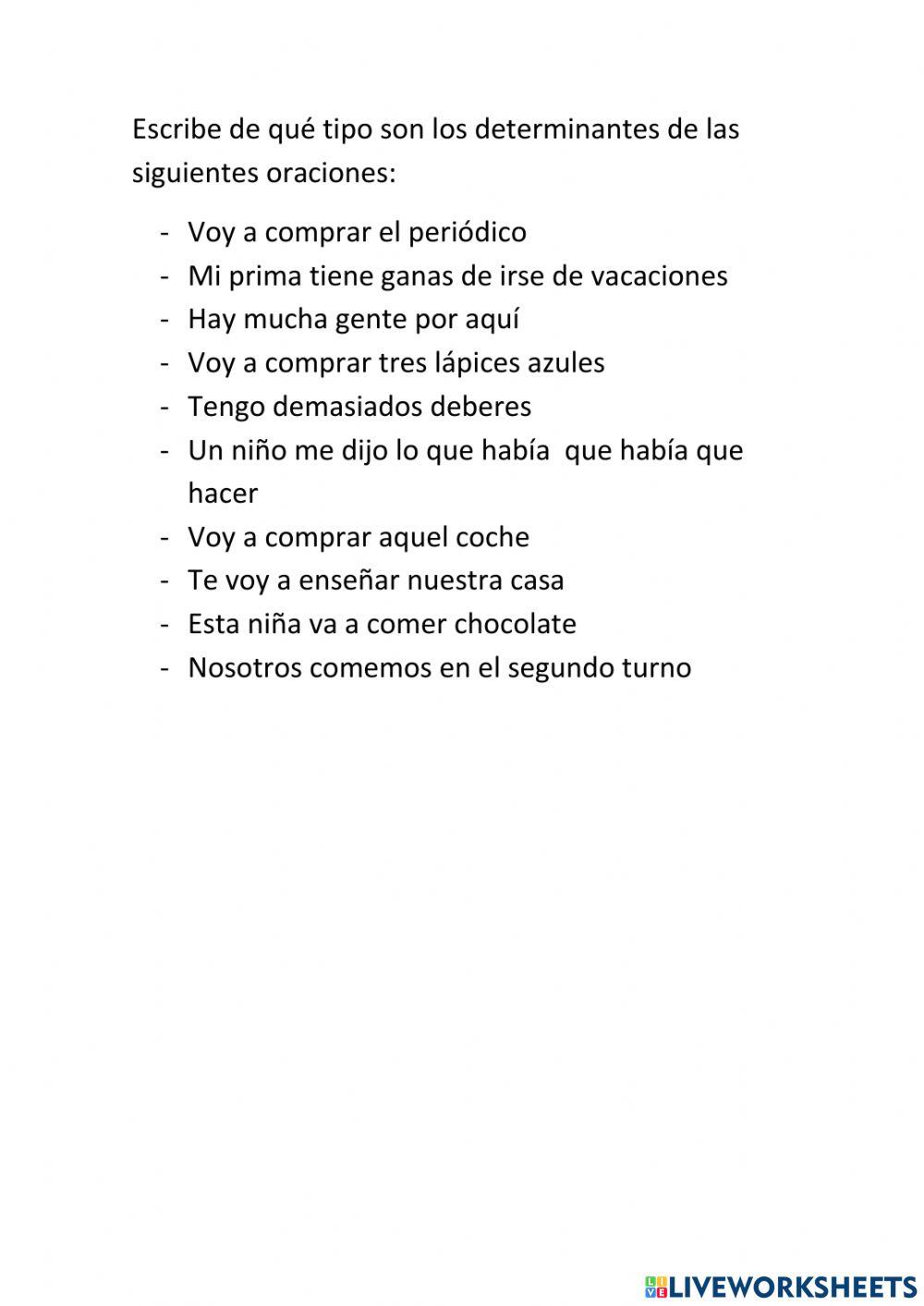 Ficha de repaso determinantes