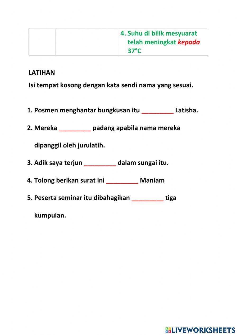 5.1.4 KATA SENDI NAMA ke DAN kepada