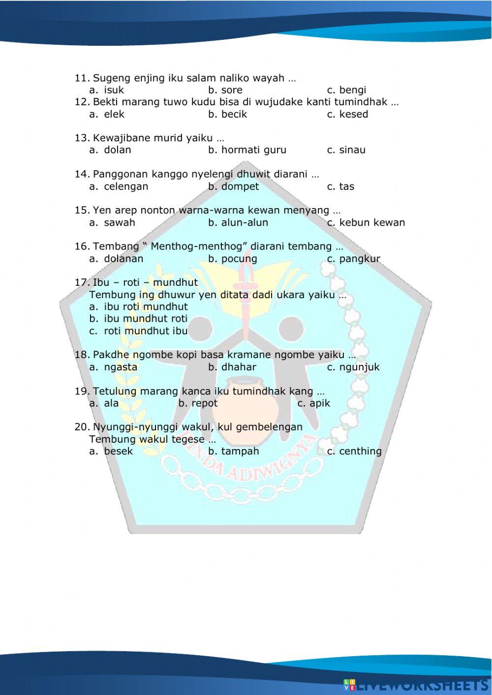 PTS Bahasa Jawa Semester II