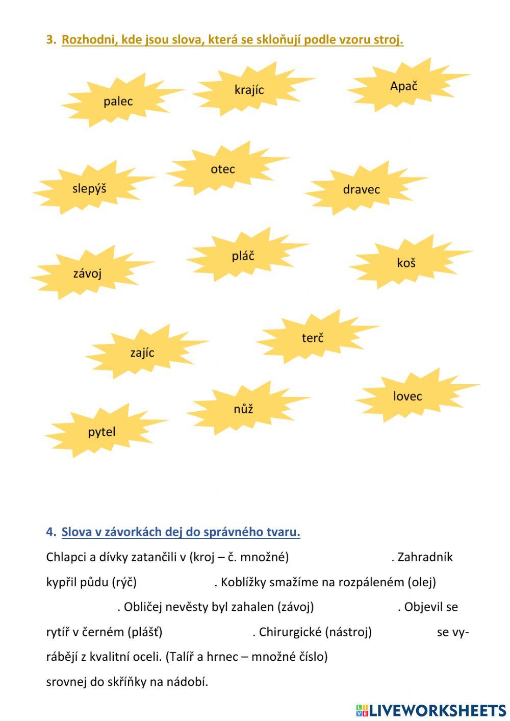 Vzory podstatných jmen