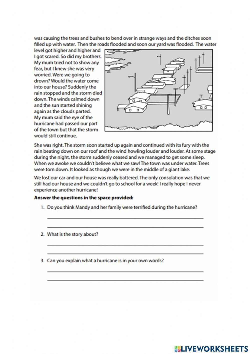 Comprehension - Caught in a hurricane