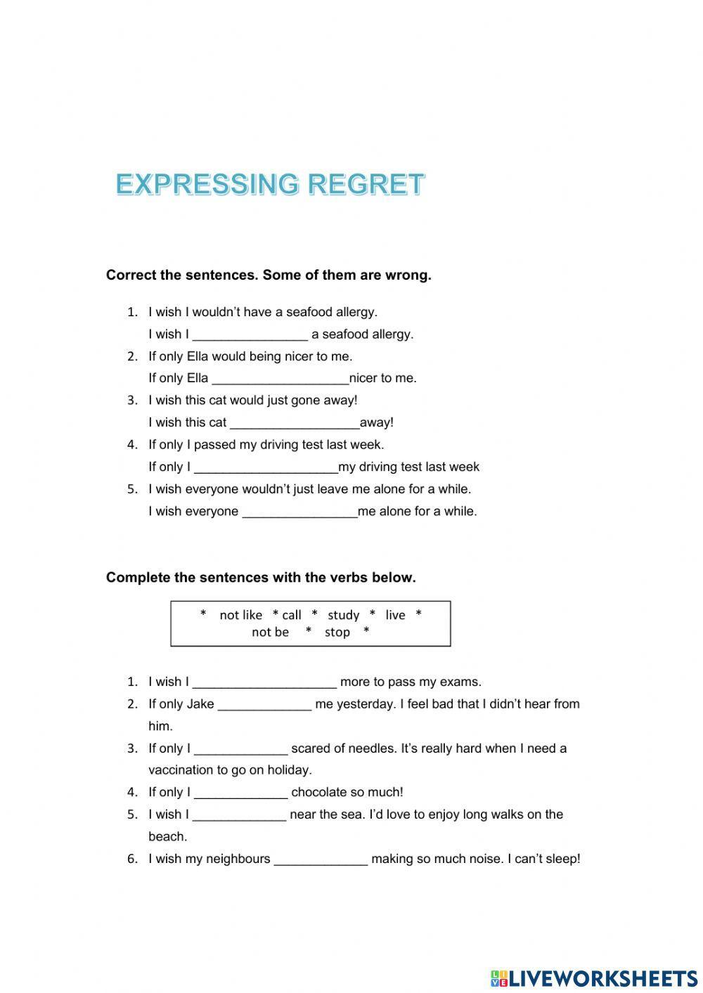 Expressing regret