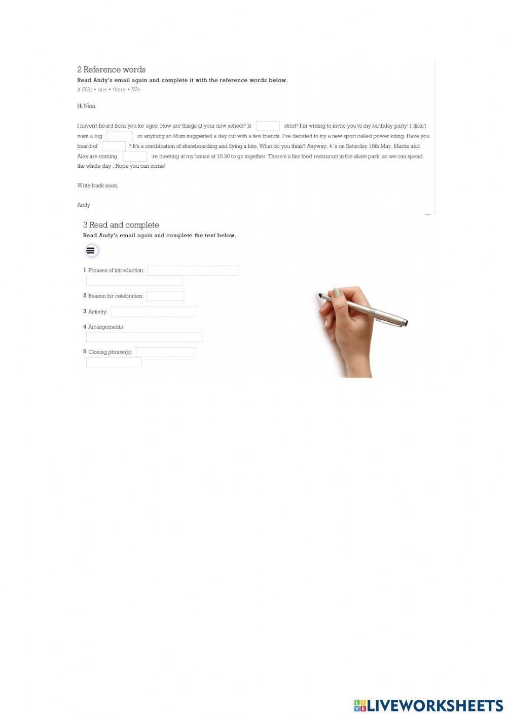 An email invitation writing