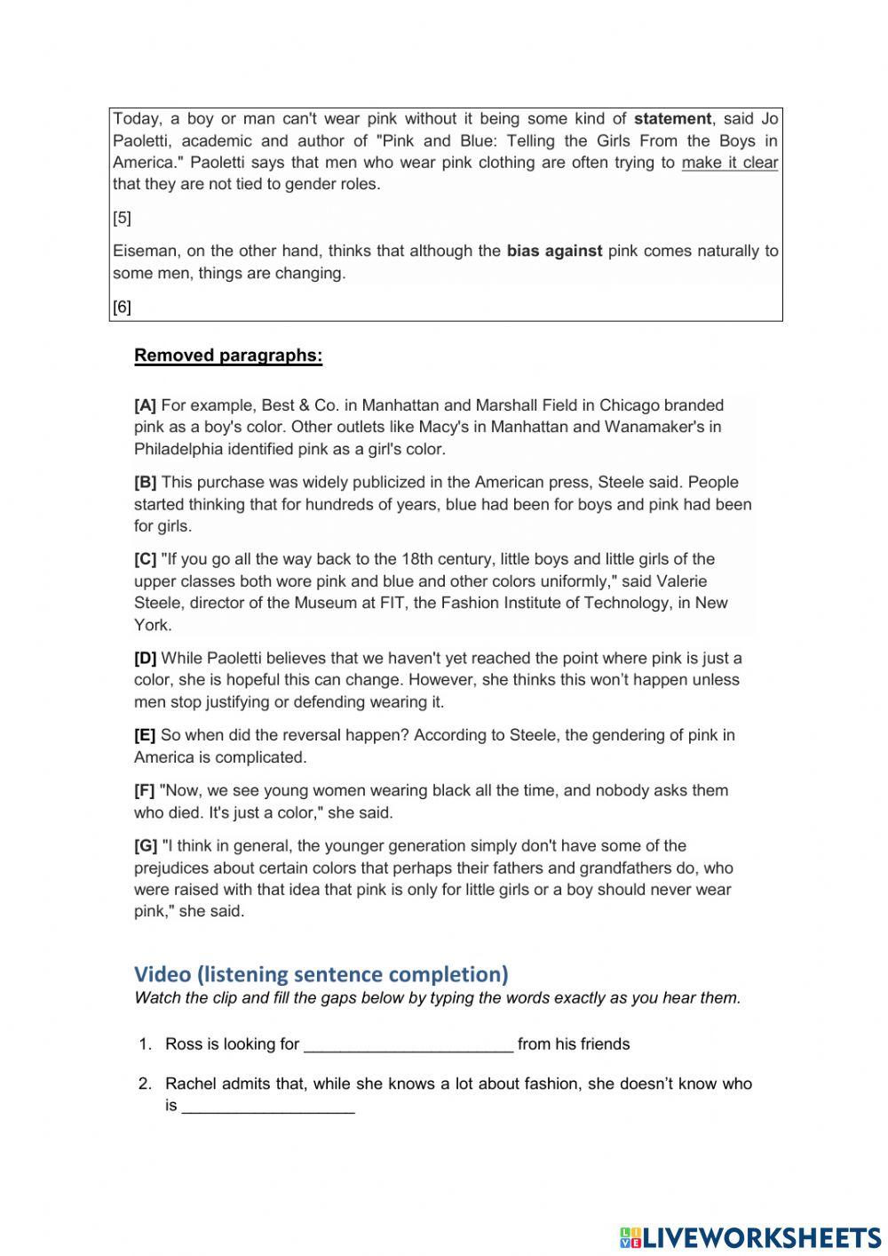 Gender roles & the colour pink