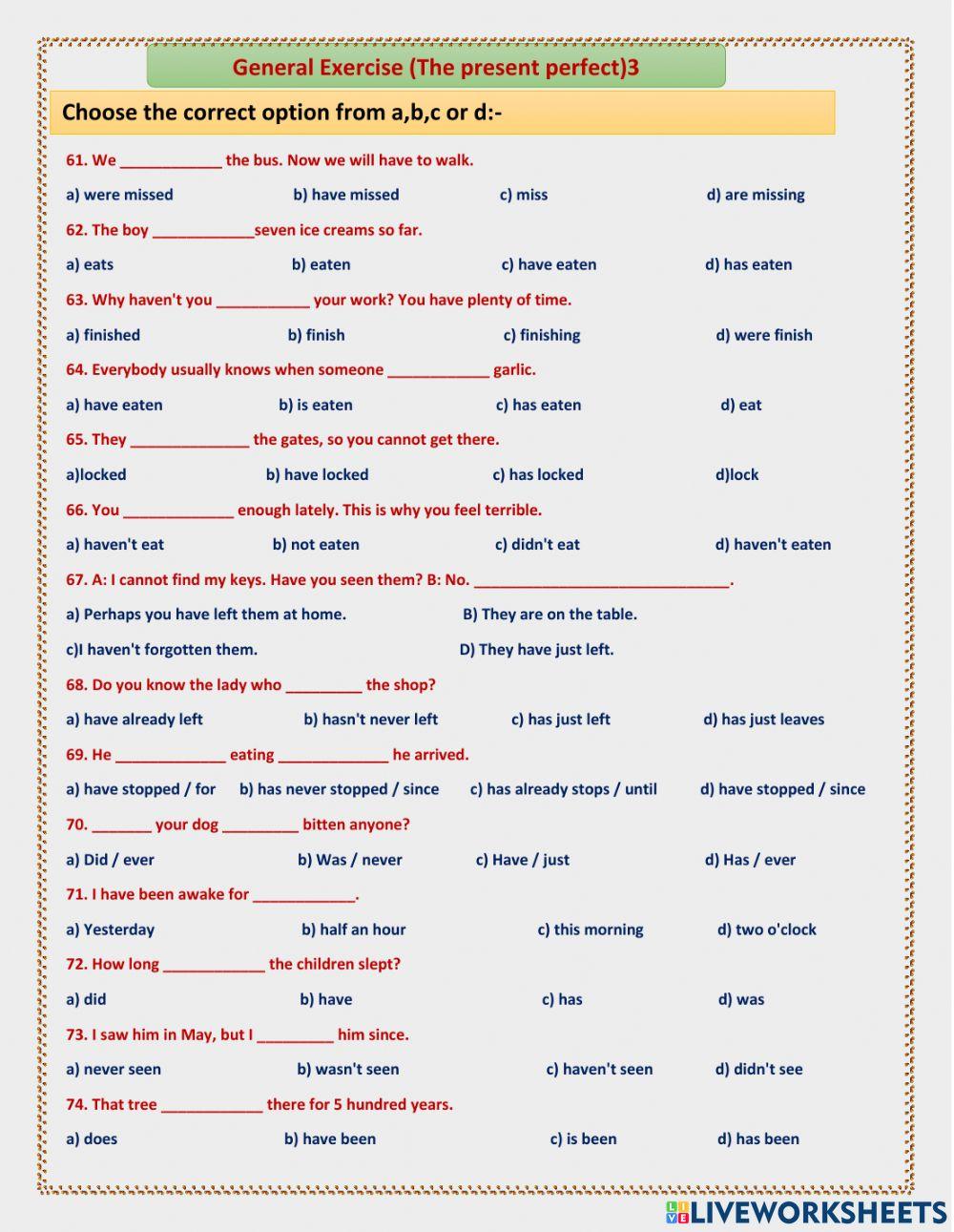 General Exercise(The present perfect)3