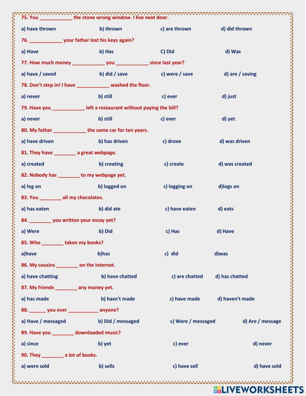 General Exercise(The present perfect)3