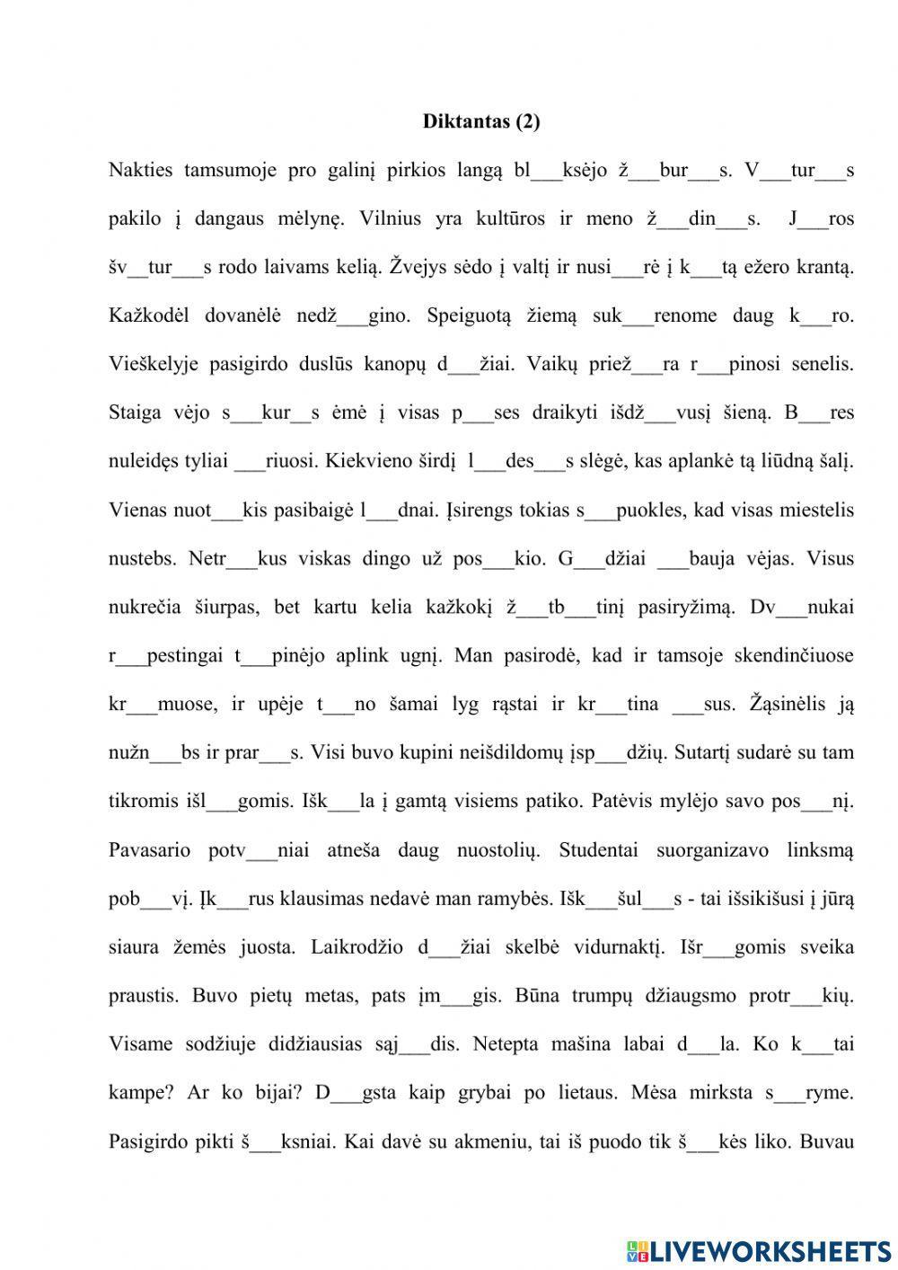 Diktantas. Ilgieji, trumpieji balsiai