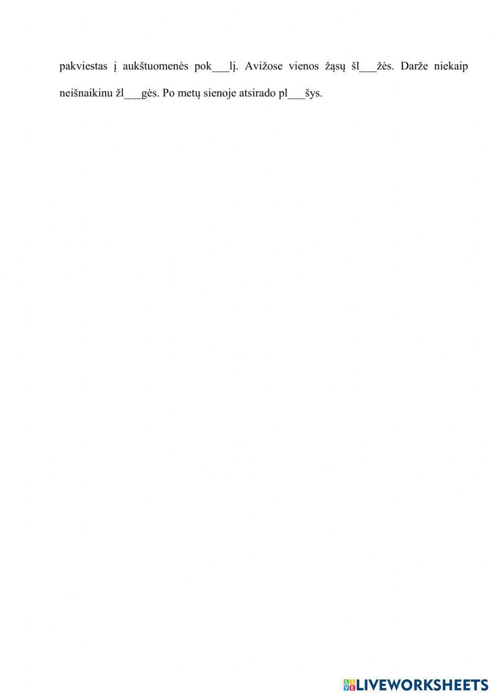 Diktantas. Ilgieji, trumpieji balsiai