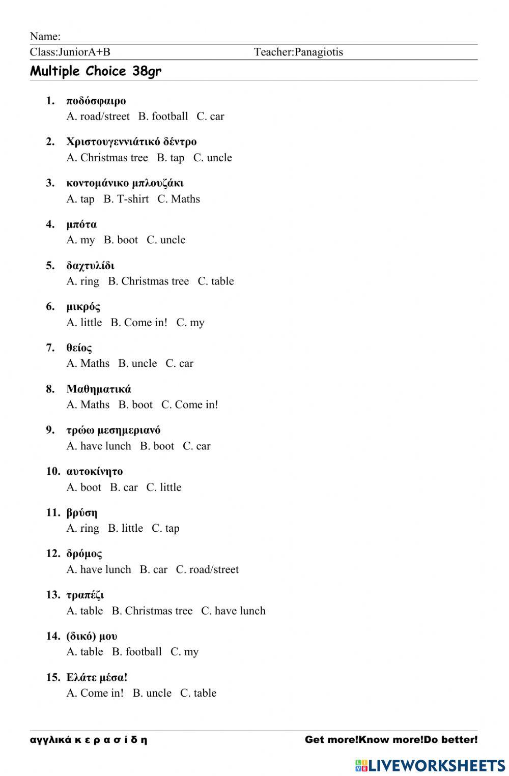 JuniorA+B   Worksheet 38