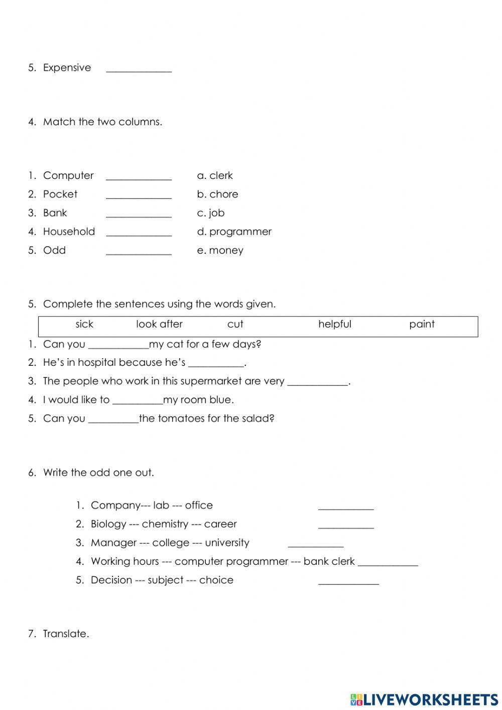 Vocabulary test, unit 4, b' class