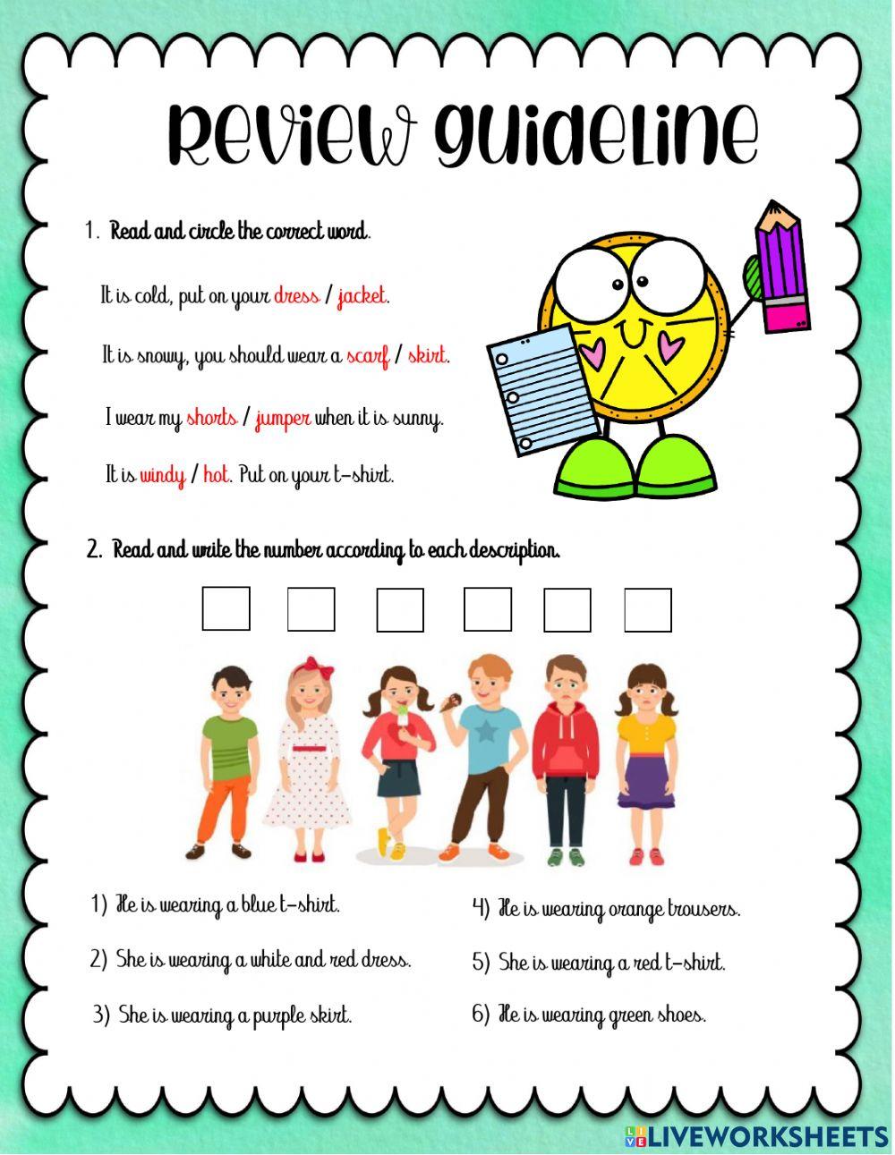 Review Guideline - 3rd grade worksheet | Live Worksheets