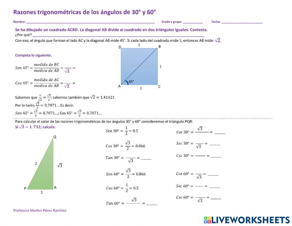 Razones trigonométricas de los ángulos