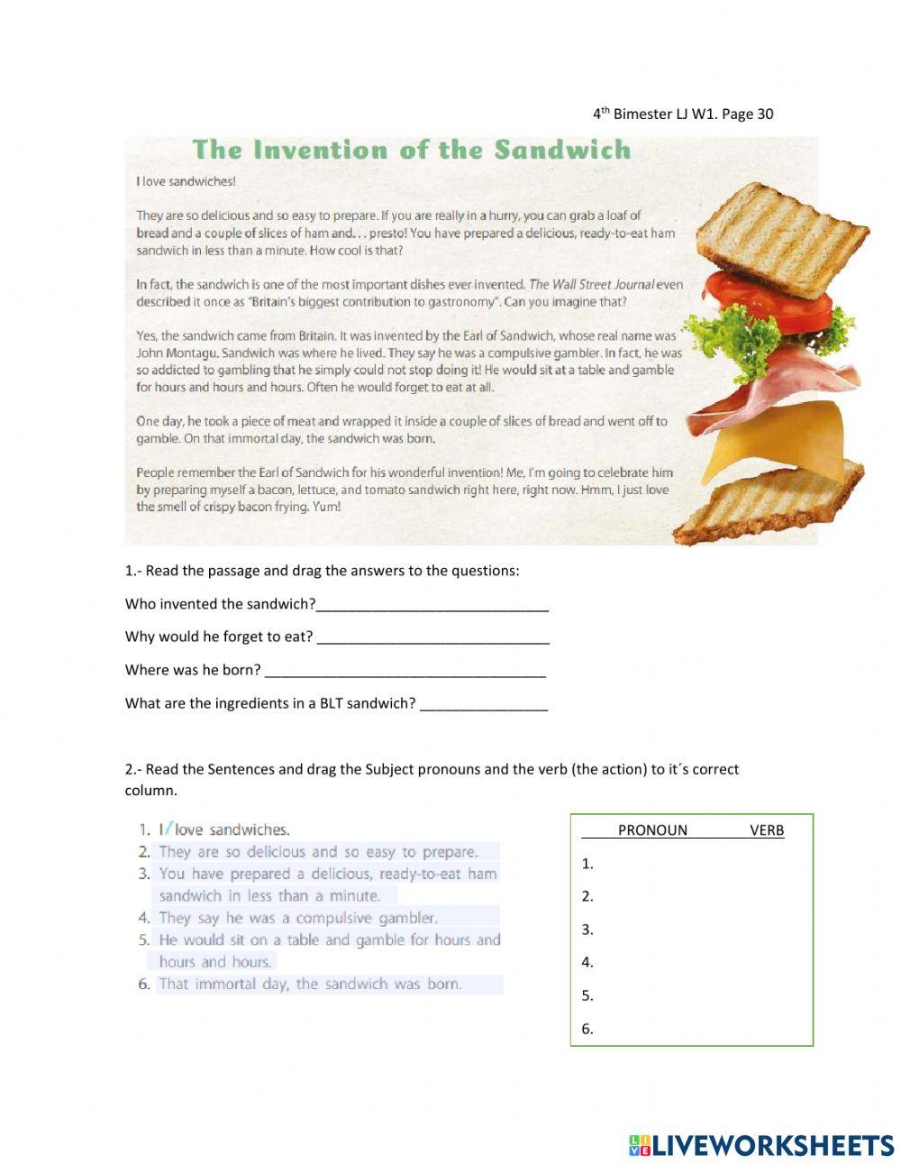 The invention of the sandwich