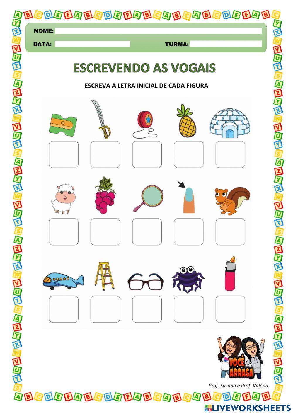 Escrevendo as Vogais