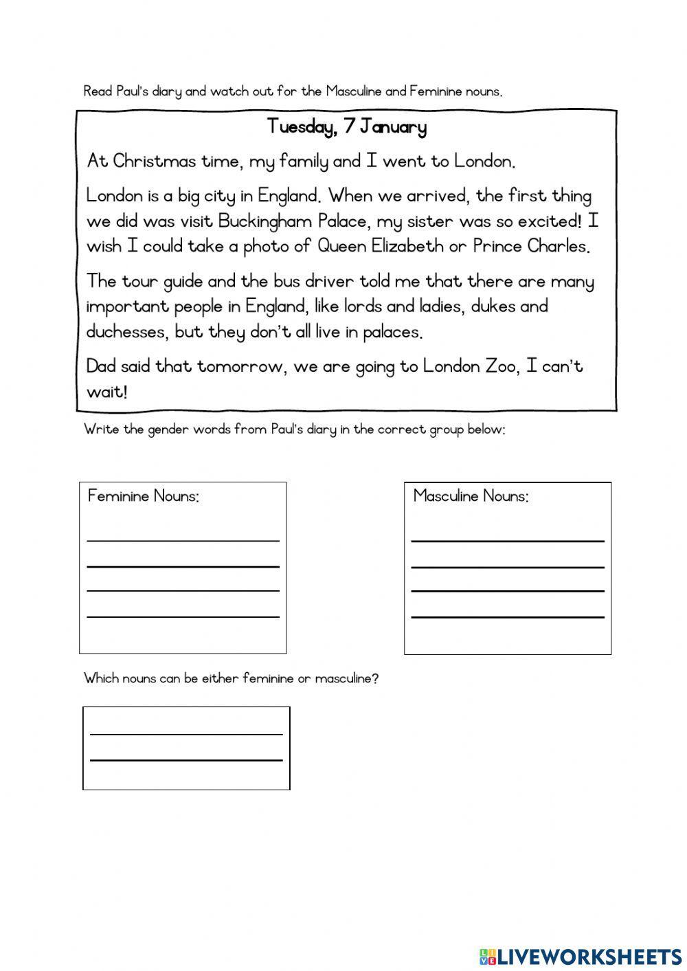 Masculine and Feminine Nouns