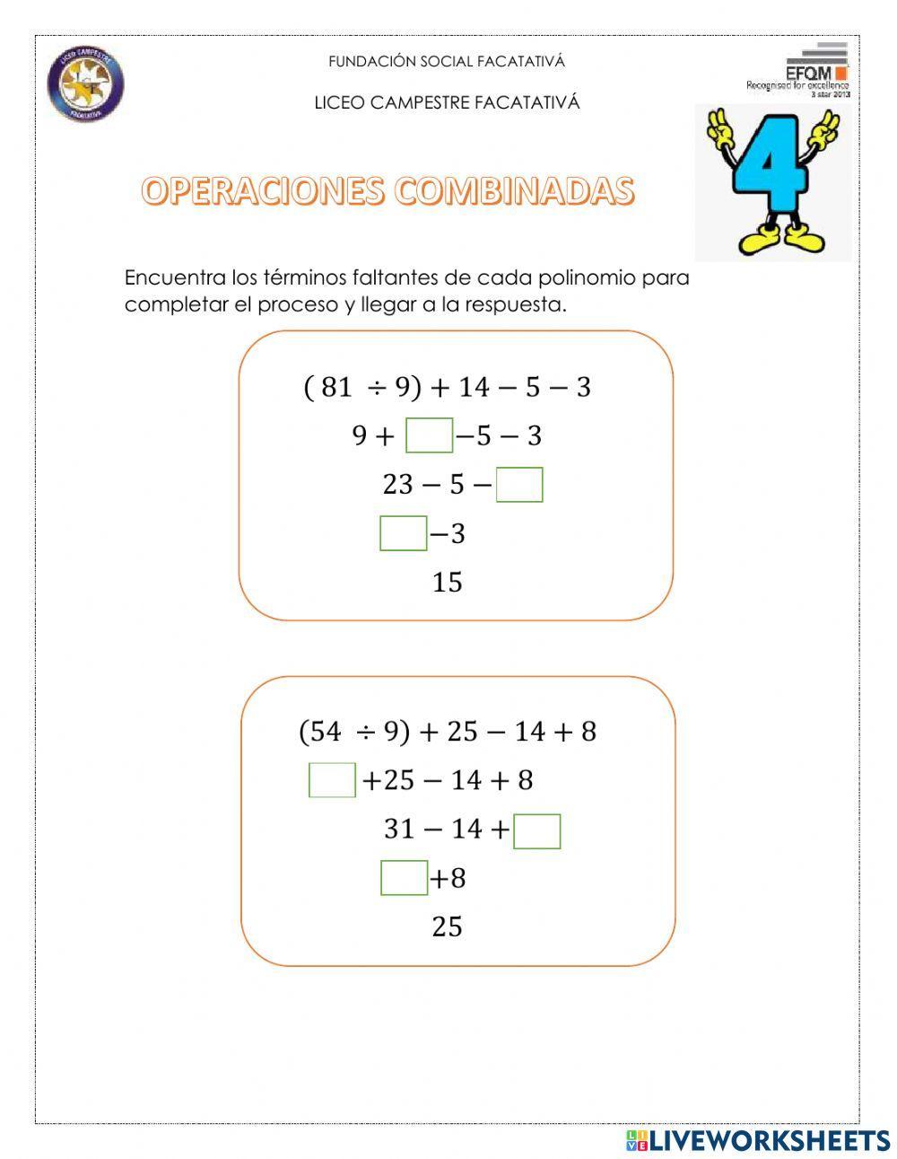 Operaciones combinadas