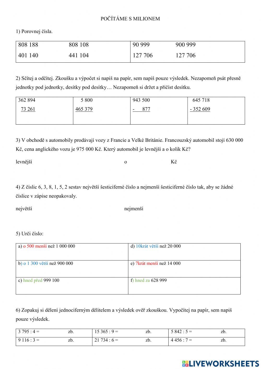 Počítáme do milionu