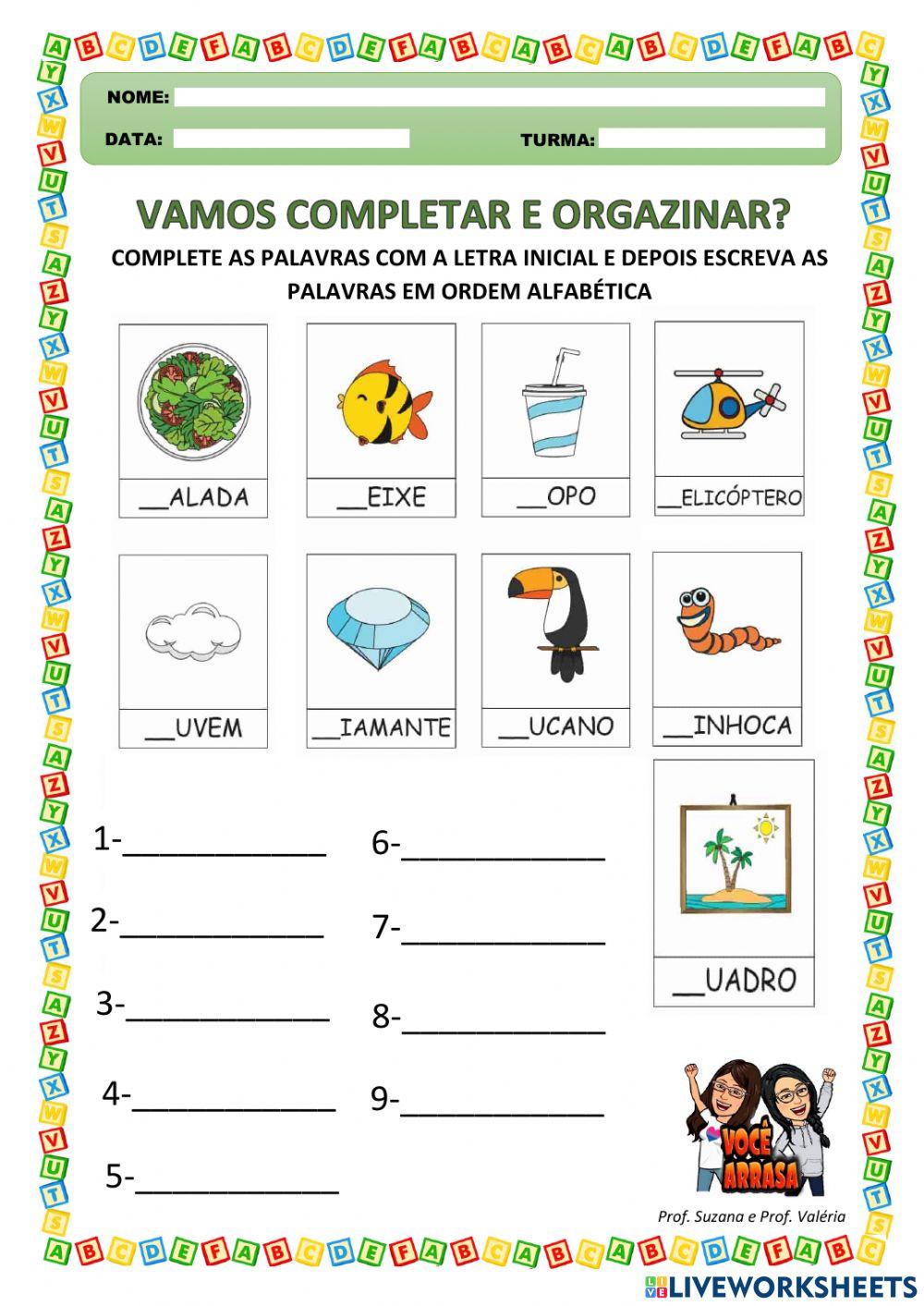 Vamos Completar e Organizar?