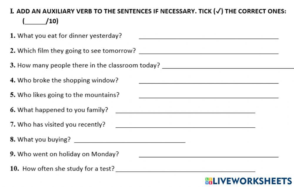Subject OObject Questions