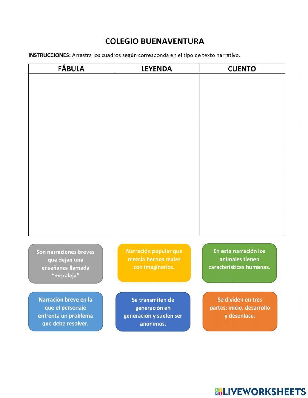 Fábula, cuento y leyendas.