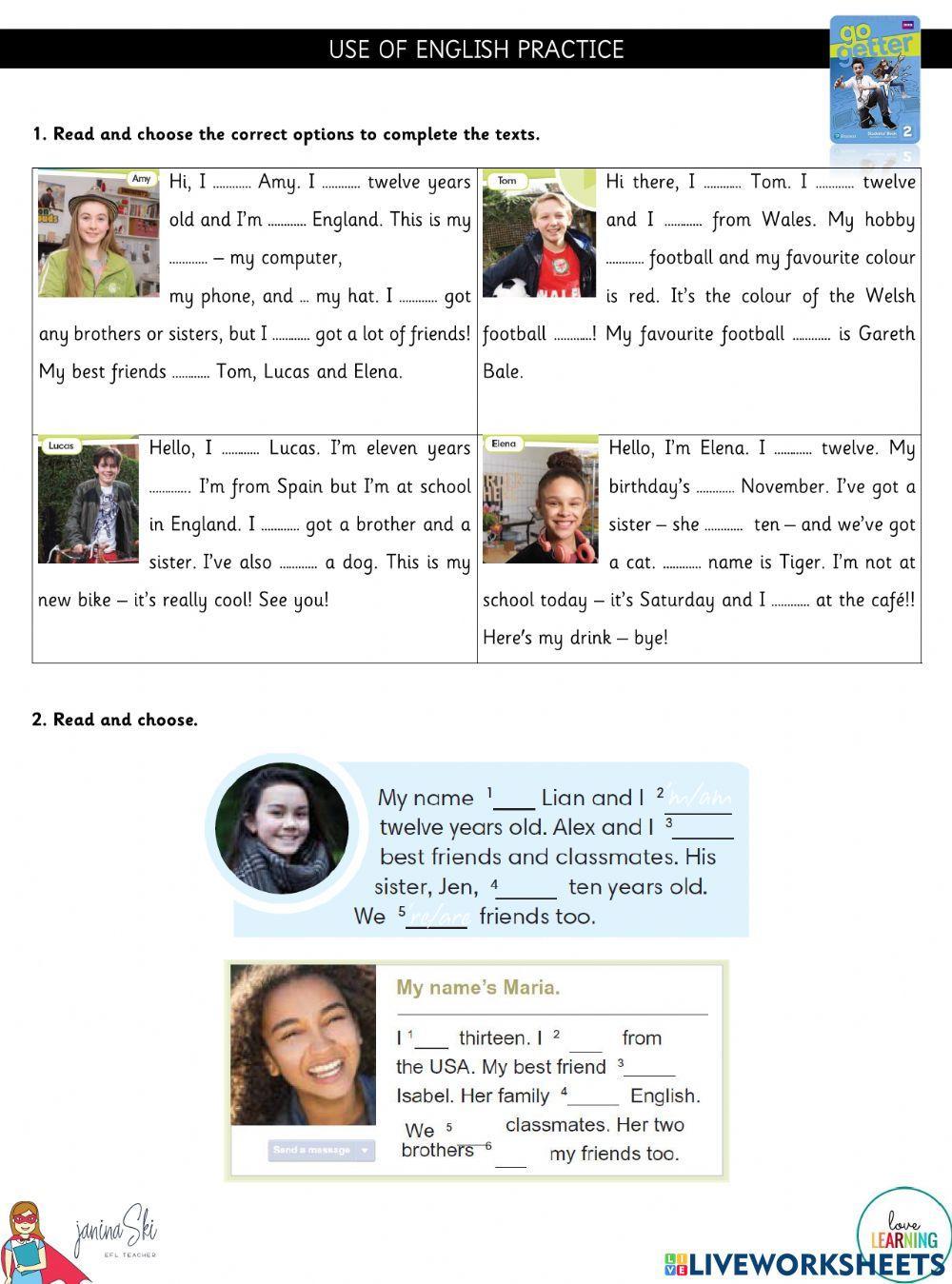 Use of English Practice Go Getter 2 Unit 1