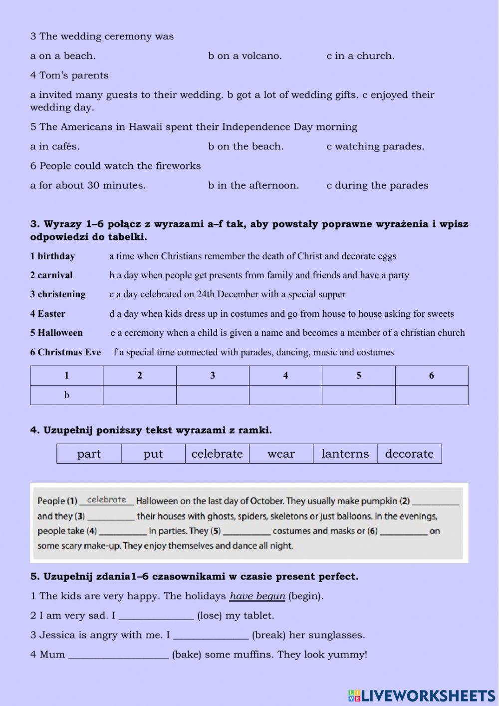 Unit 5 test - klasa szósta