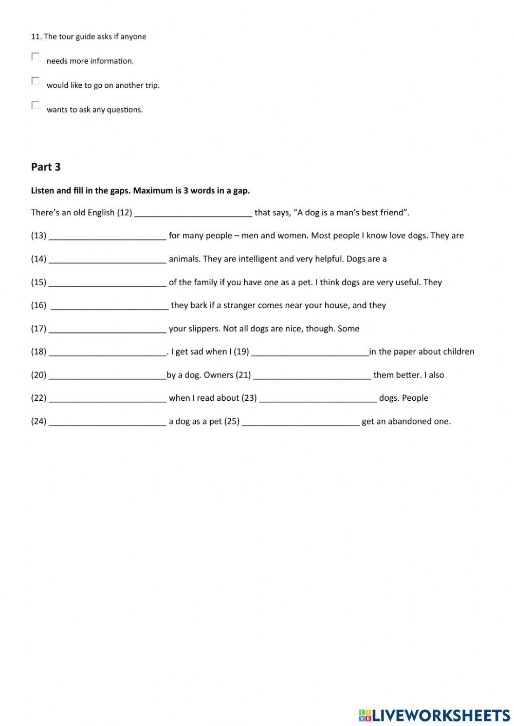 Listening A1 - okres