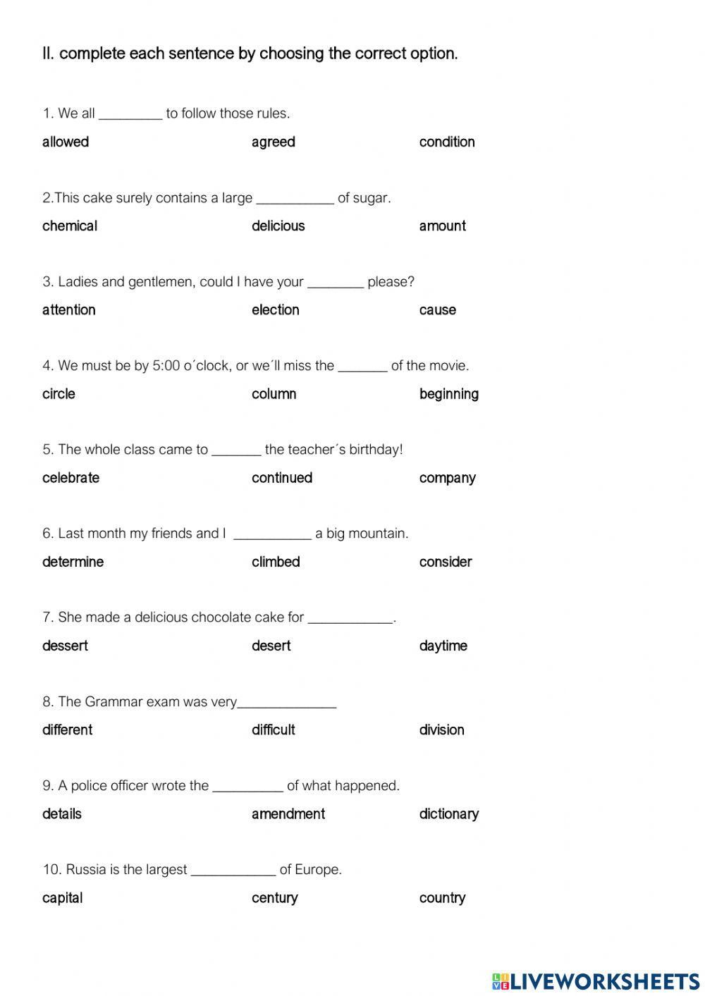 Word work exam 2nd trimester 5th grade
