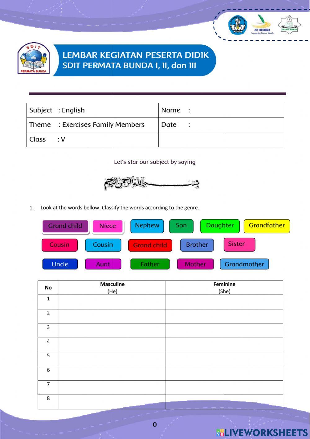 Exercise Family Members