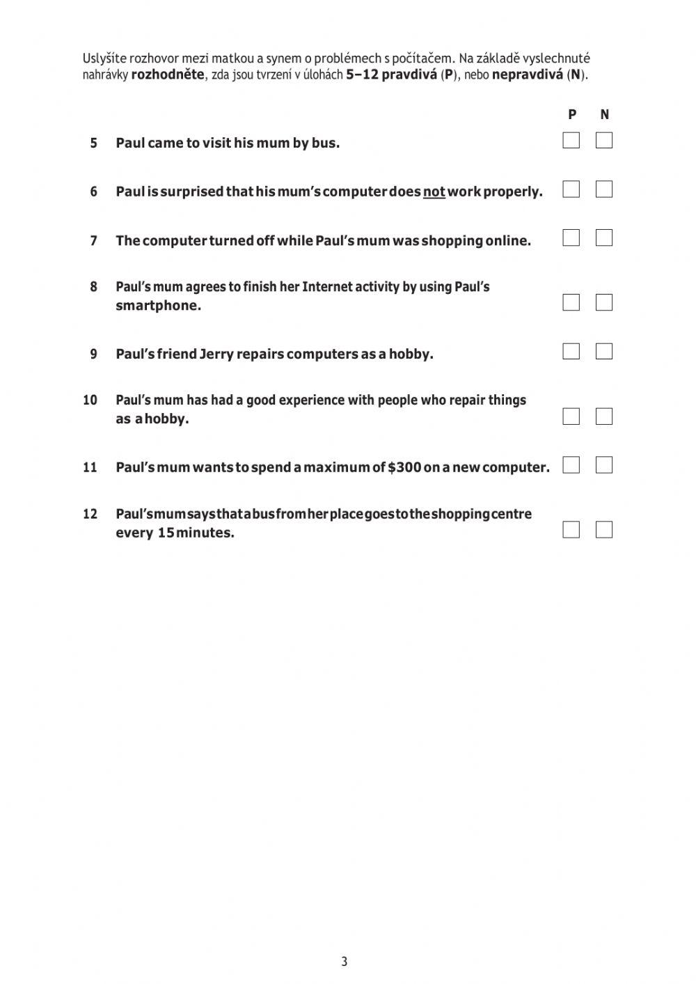 Listening comprehension 1
