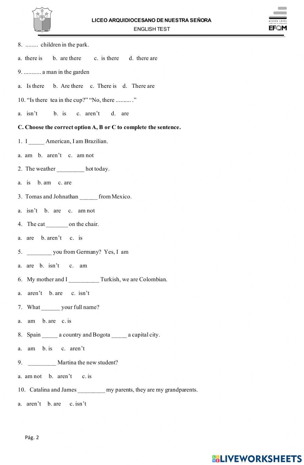 Test there is there are to be