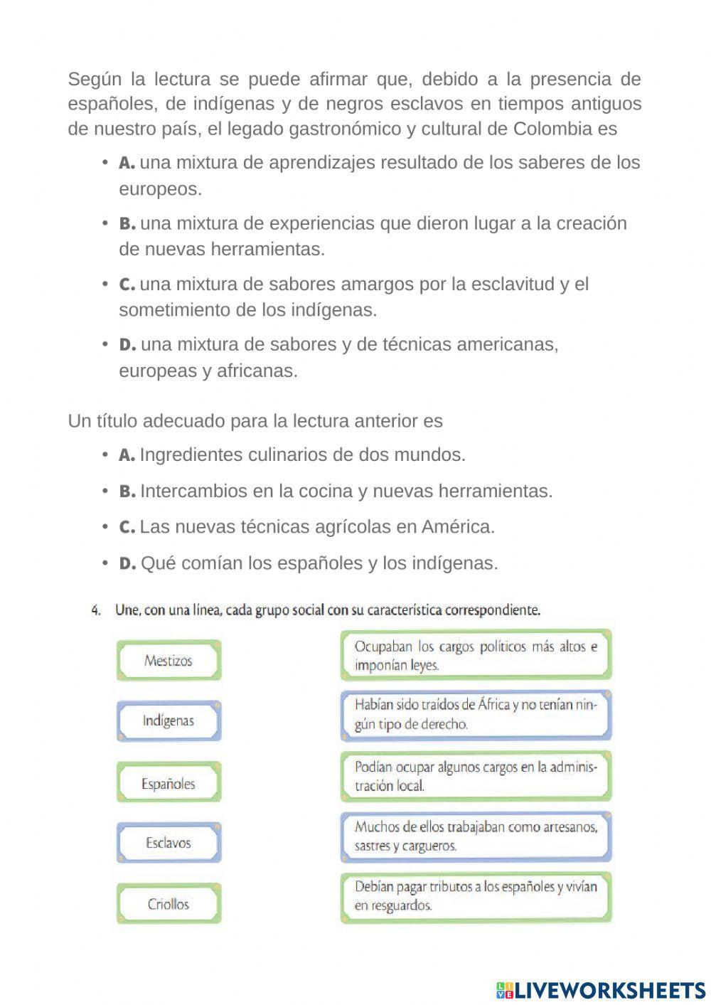 Evaluación- época colonial 4º