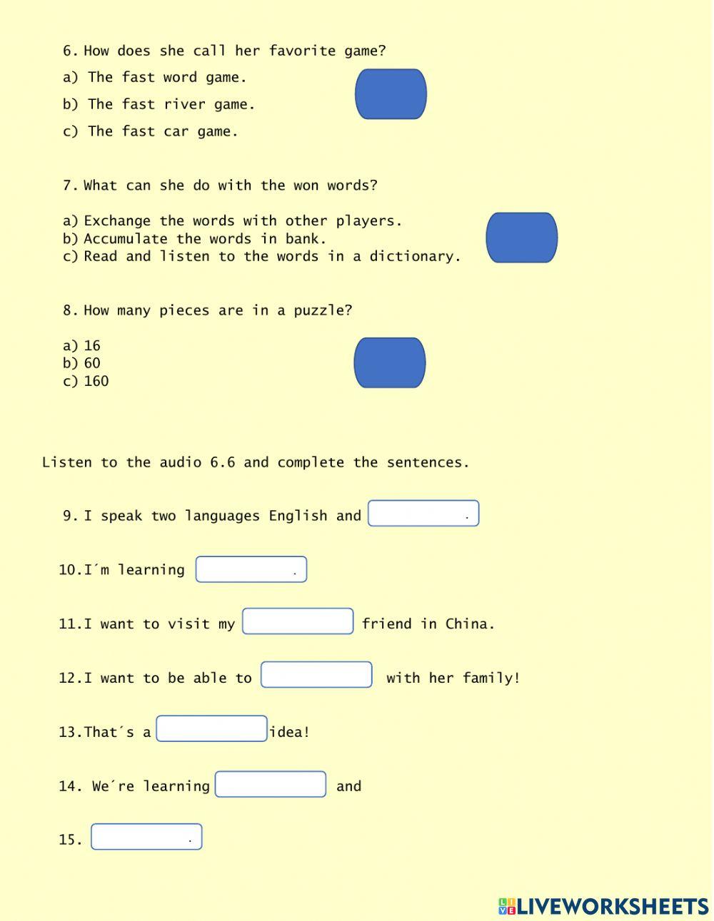 Unit 6 Listening Exam