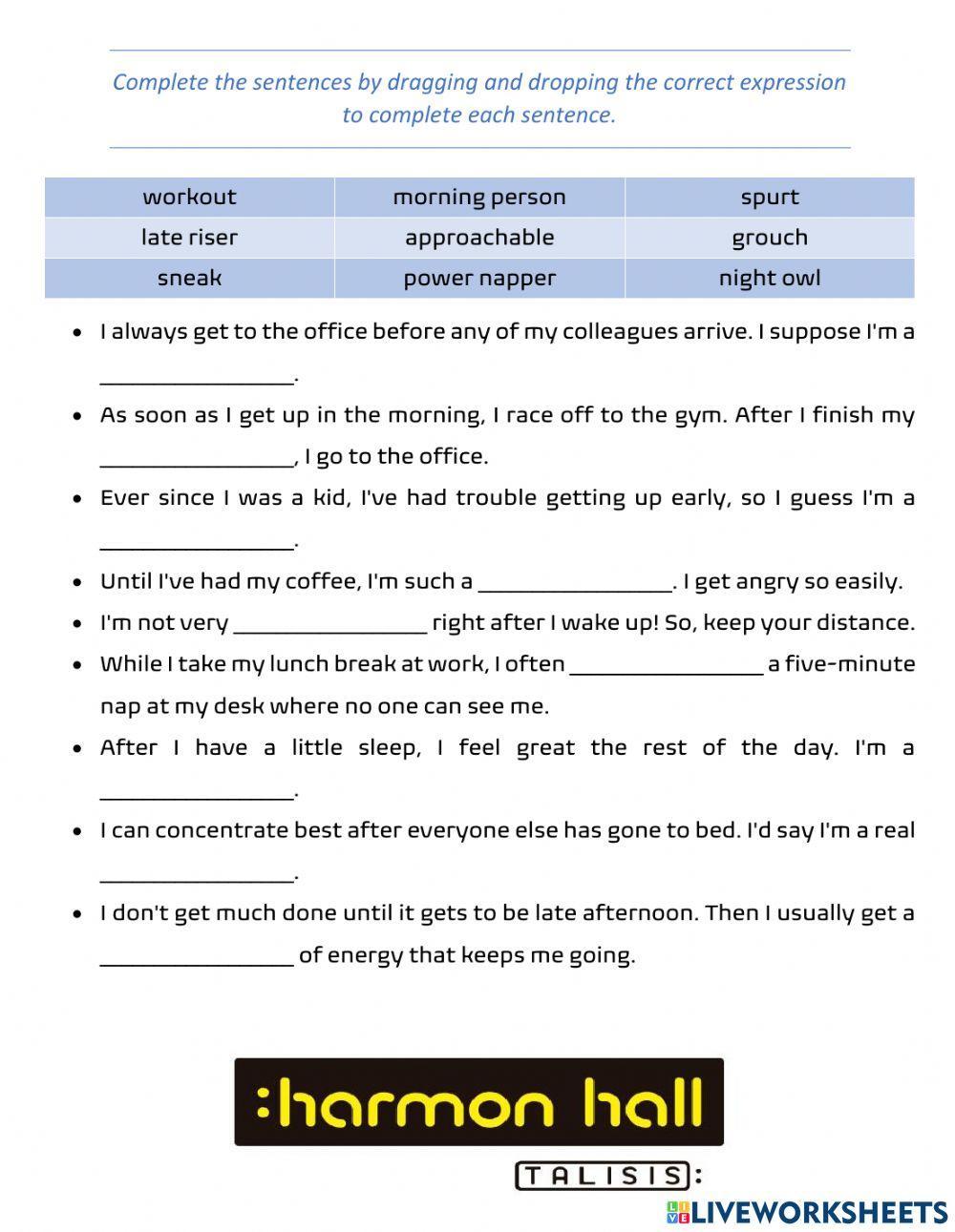 Sleeping Vocabulary C18 - D1