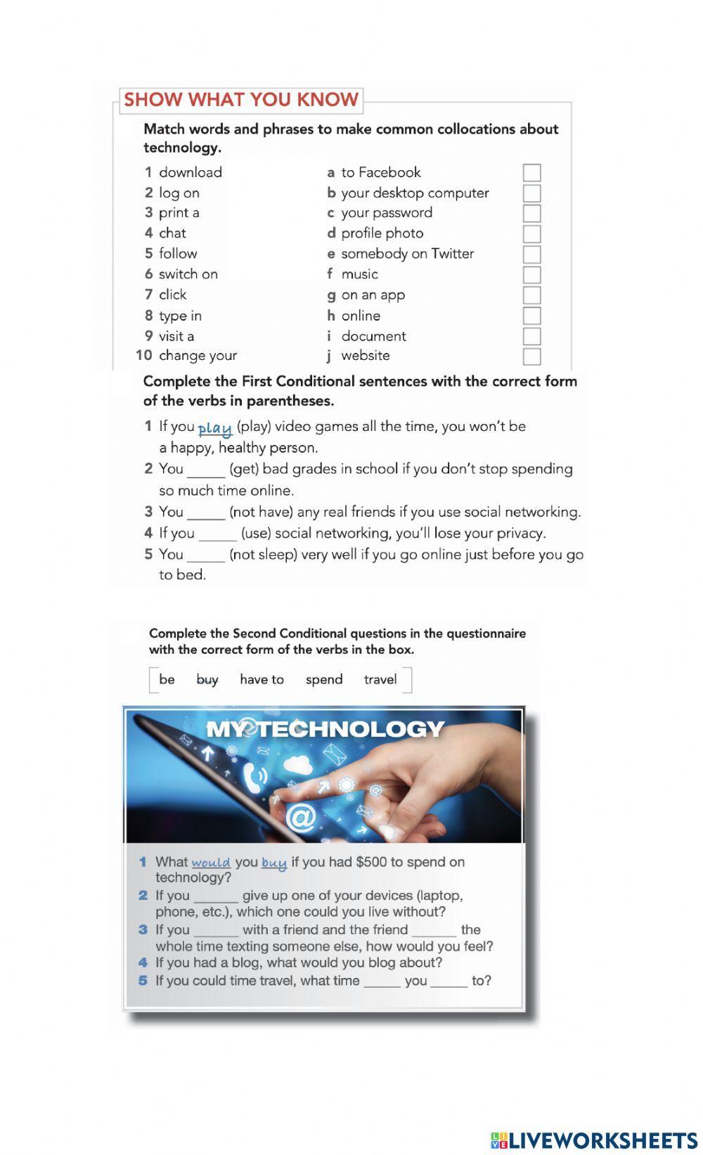 Technology - Ebook Worksheet