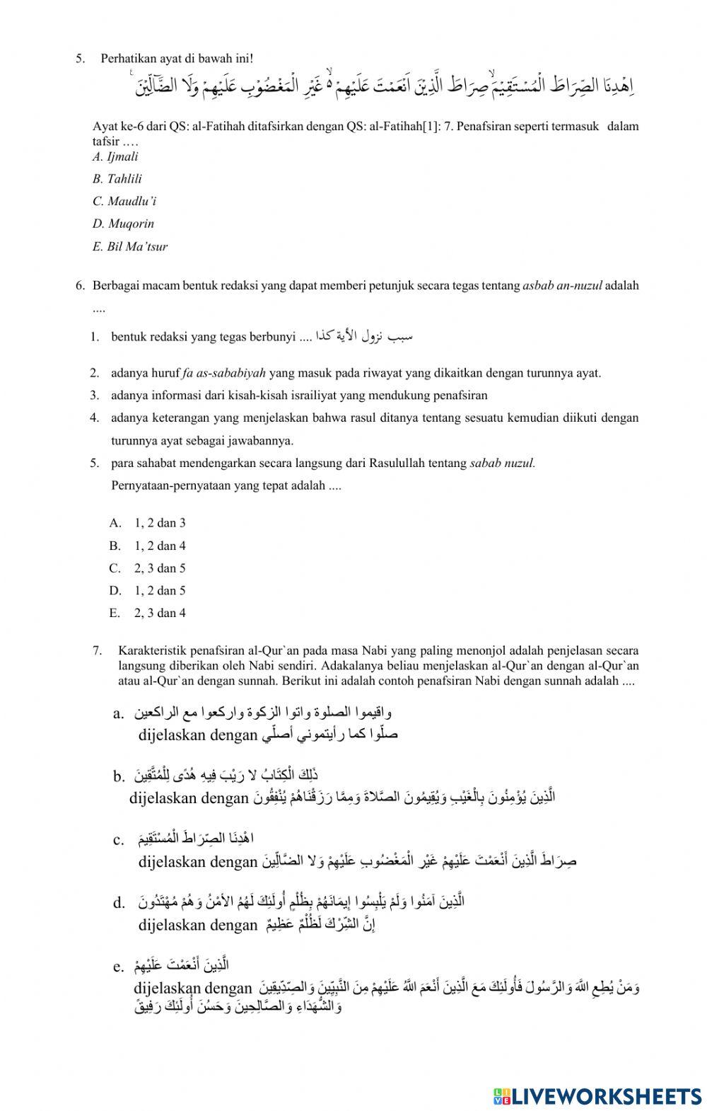 Latihan 3 Ilmu Tafsir XII AGM