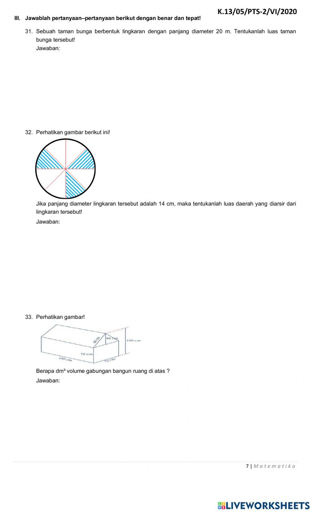 Soal PTS Genap Mupel  Matematika