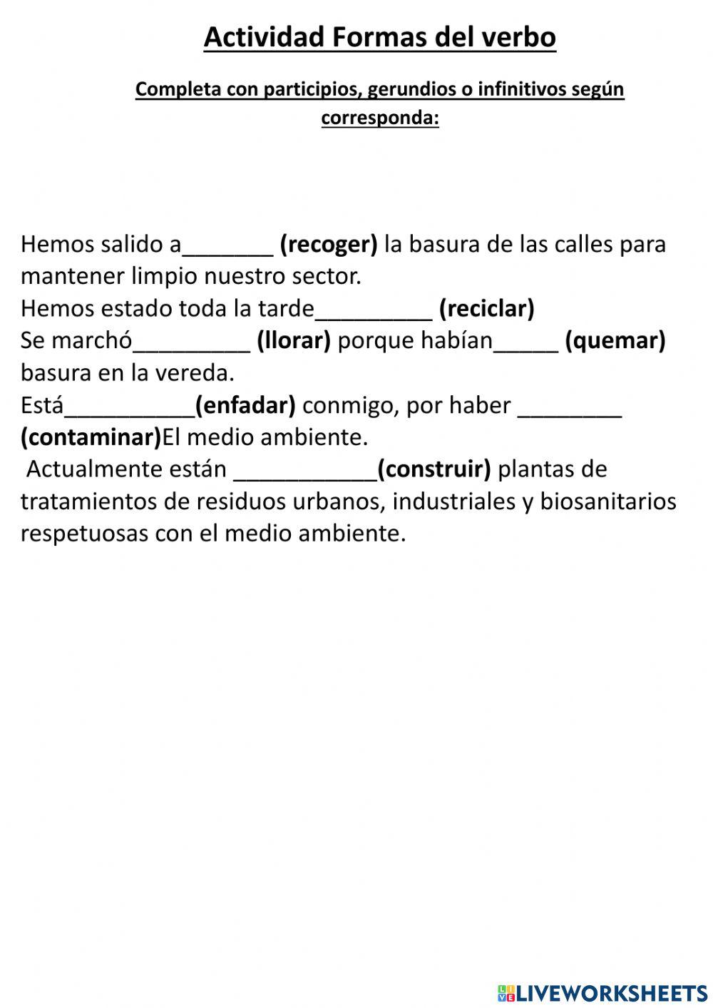 Formas Personales del verbo