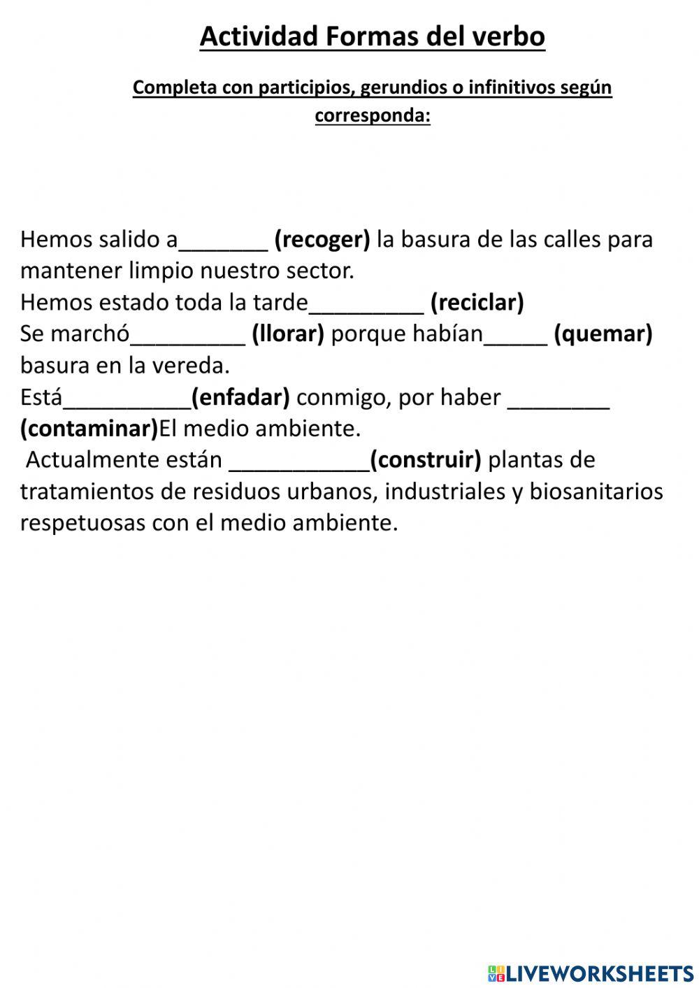 Formas Personales del verbo Formas Personales del verbo