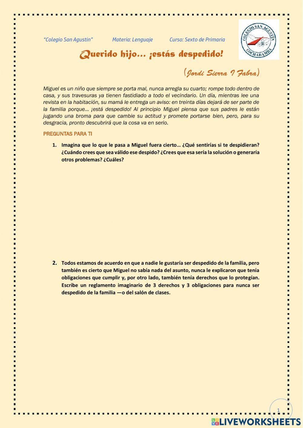 Querido Hijo Estás Despedido