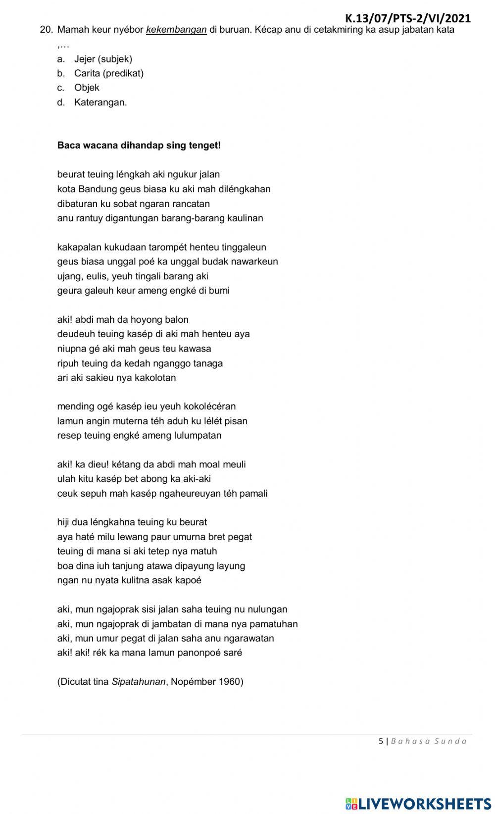 Soal PTS Genap Mupel  Bahasa Sunda