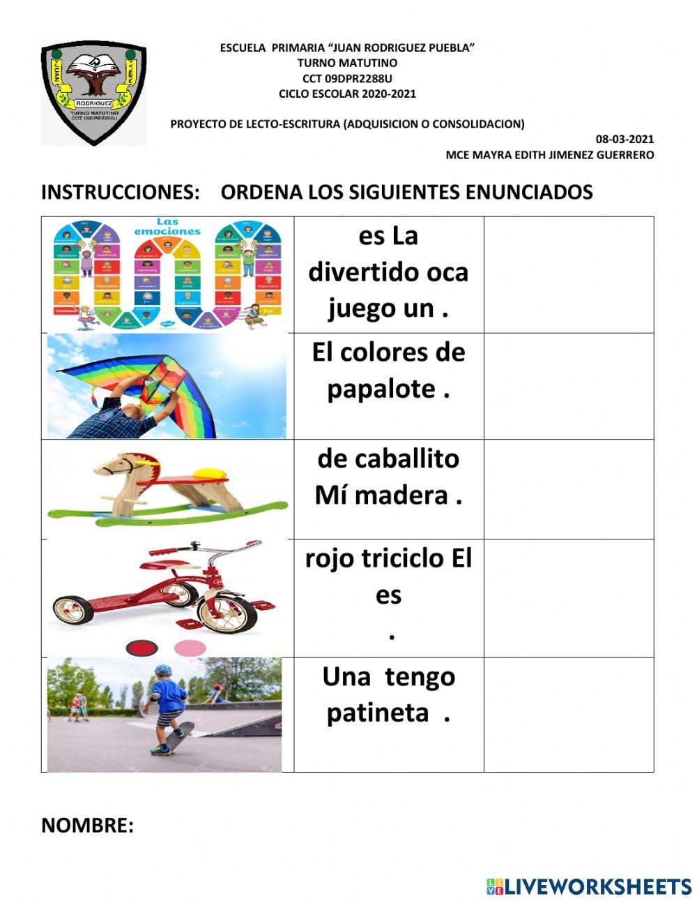 Lecto-escritua- escritura de oraciones