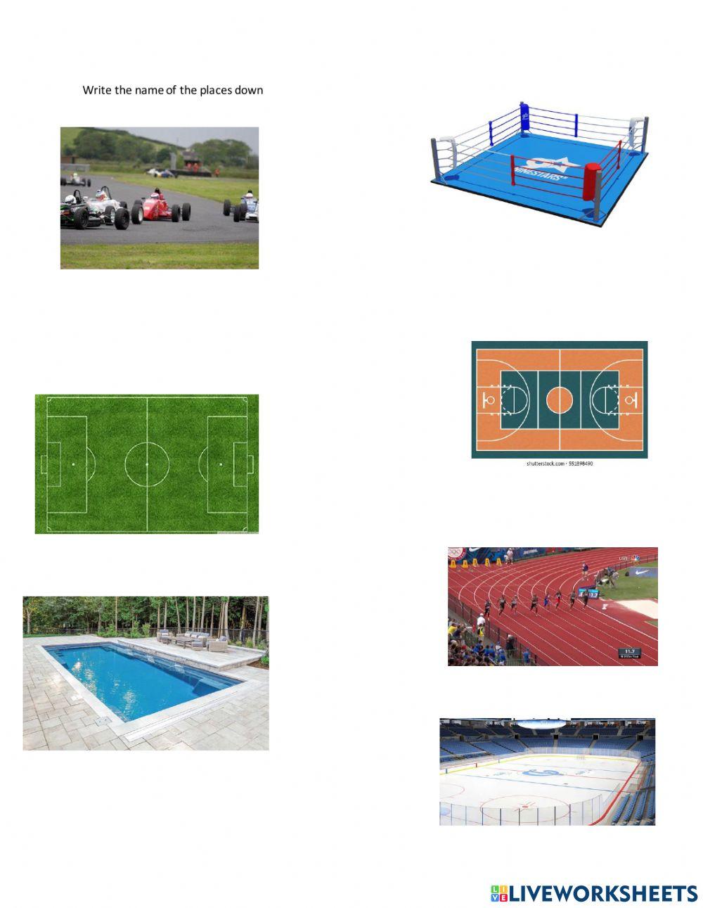 Sports playgrounds worksheet | Live Worksheets
