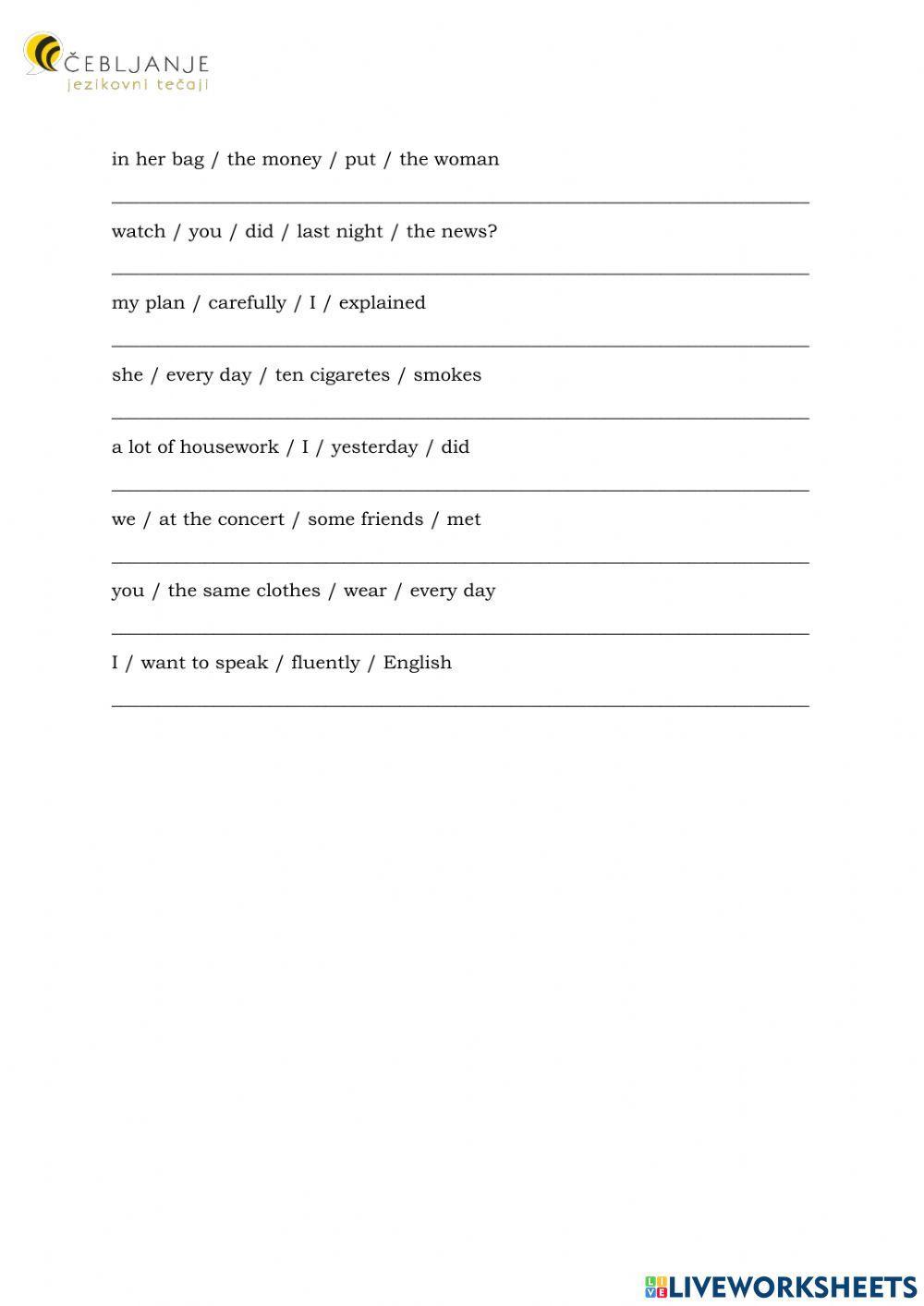 Word order Word order