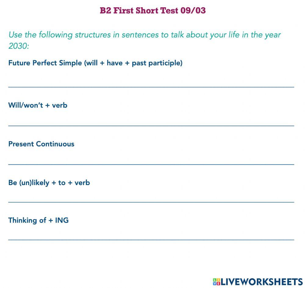 B2 First Short Test 09-03