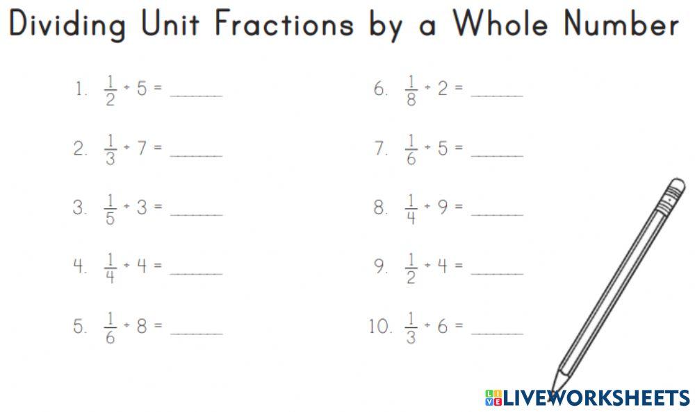 Divide Unit Fractions by Whole Numbers online exercise for Live