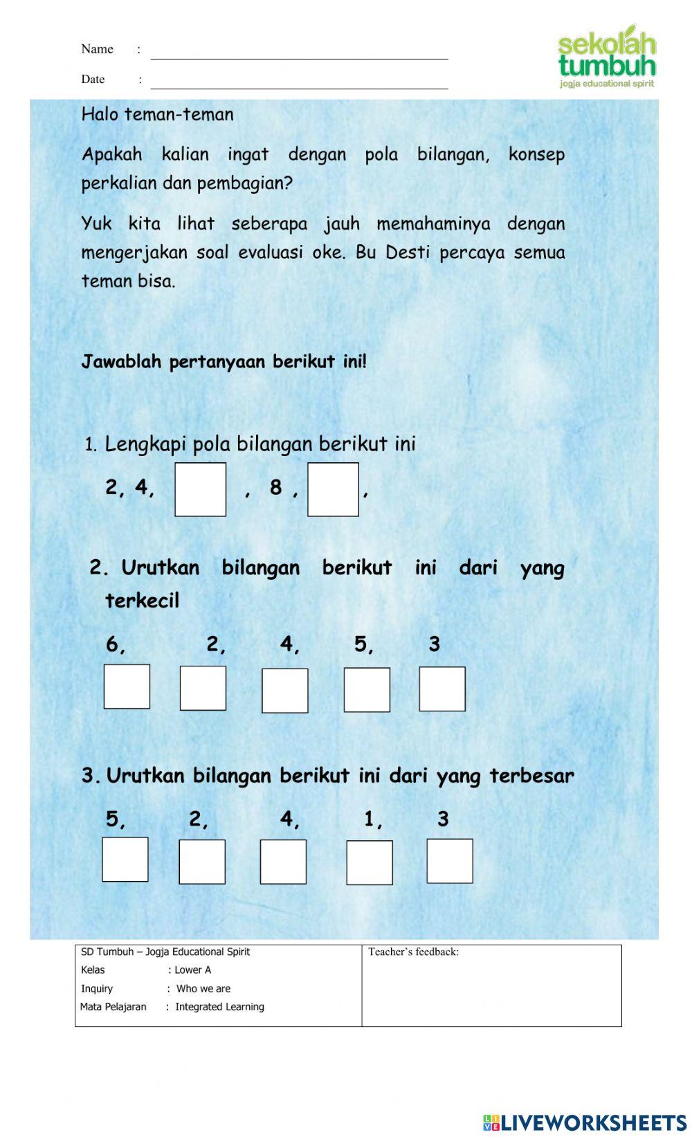 IL-Evaluasi Pola Bilangan, Perkalian dan pembagian-Satuan
